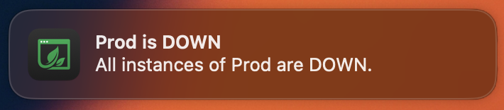 Application health status notification for Down